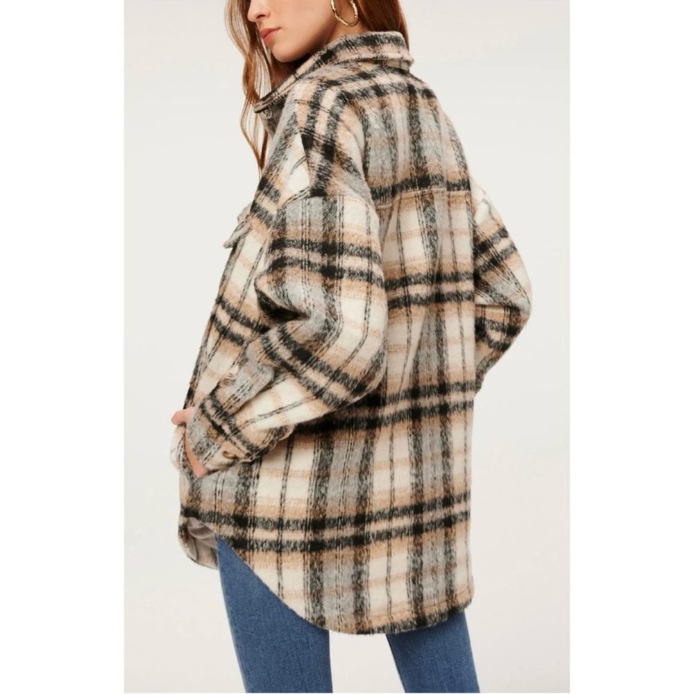 NWT Good American Plaid Shacket Jacket Wool Blend Oversized 3 / 4 ( L / XL )